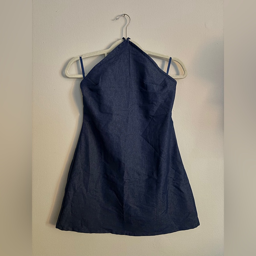 Motel Rocks Blue Halter Sundress Sleeveless Casual
